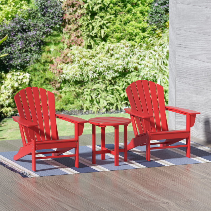 Chaise Adirondack en plastique avec table Altura, Rouge