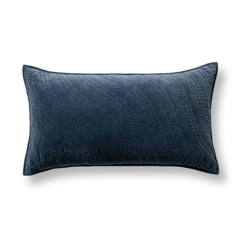 Elms Velvet Crisp Blue King Sham, Blue, King