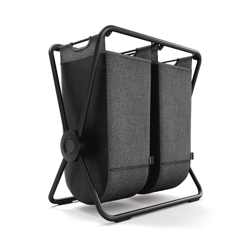 simplehuman double x-frame laundry hamper, matte black, 75" H x 72.70" W x 41.80" D, Black