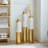 Decorative Metal Vase Set Of 3 With Geometric Hexagonal Texture, Gold And White Finish, Floor-Height Variants For Stylish, Stable Home Decor Accent.