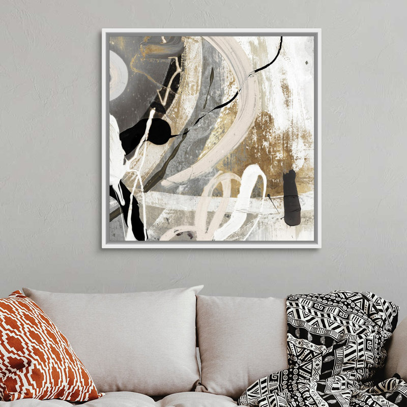 Tangled III - peinture sur toile, Toile avec cadre flottant, H 37,25 po x l 37,25 po, Blanc