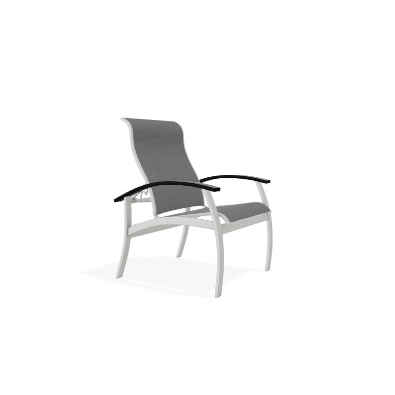Chaise de patio Askar, Noir, Titane Sunbrella®, Neige texturée