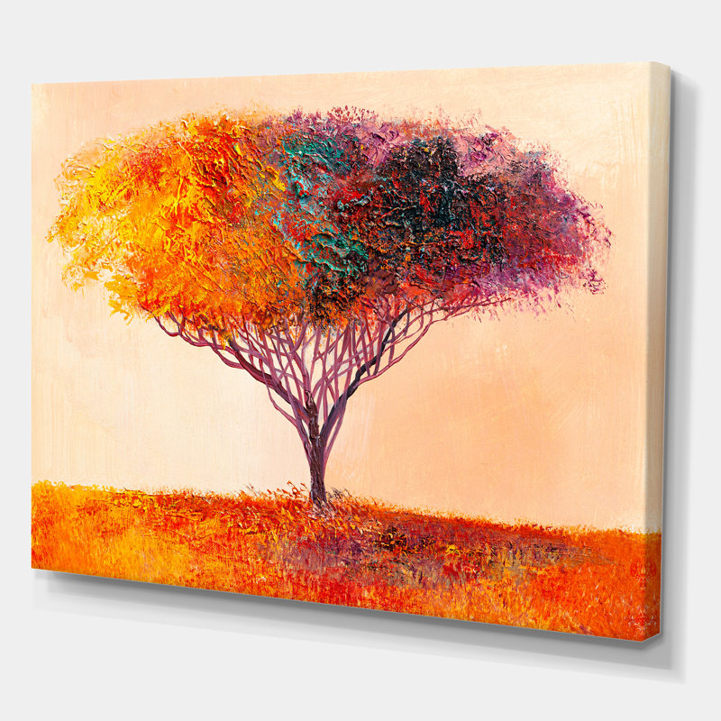 «Landscape Colorful Abstract Tree Impressionist», reproduction sur toile, H 24 po x l 32 po x P 1 po, Toile tendue