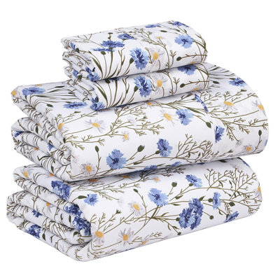100% Cotton Sheets Sets Soft Crispy Percale Cooling Sheets 16 Inch Deep Pocket Bed Sheets
