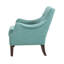 Fauteuil inclinable à boutons de style transitionnel, bleu sarcelle, structure en bois massif, pieds décoratifs, tissu, siège amovible