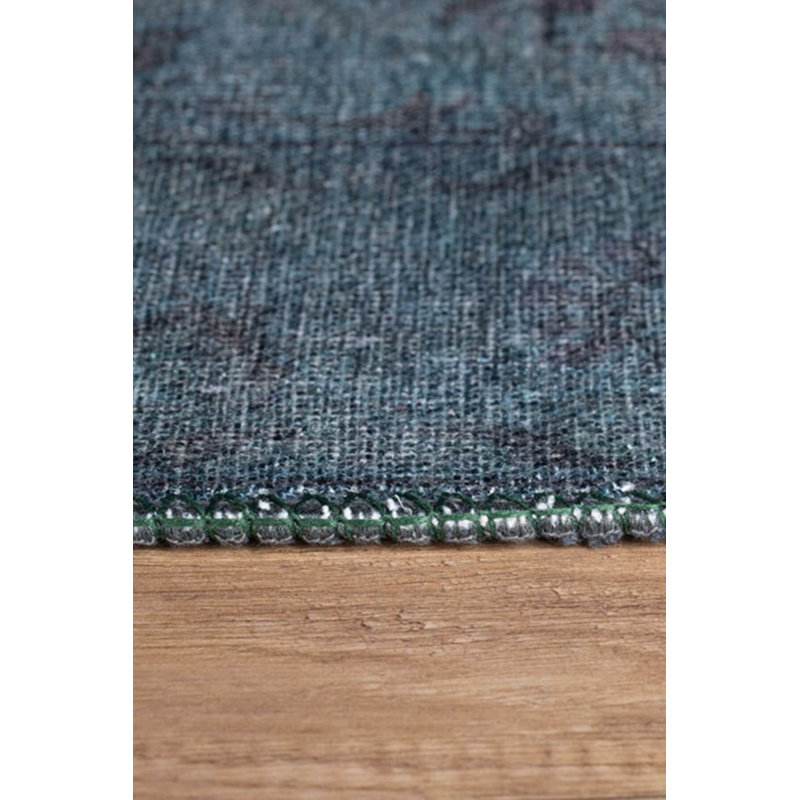 Tapis vert à motif tissé rétro, Tapis de couloir 2 pi 6 po x 9 pi 11 po