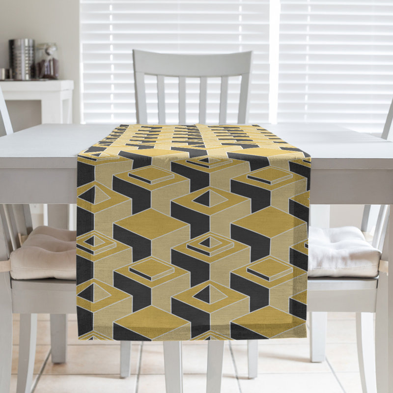 Chemin de table Classic Skyscrapers, 16 po x 72 po, Jaune / noir