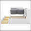 Lit plateforme simple en bois avec tête de lit avec rangement, tablettes et 2 tiroirs, blanc