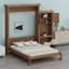 Lit escamotable avec plusieurs tablettes de rangement et décoration à persiennes-1023772003