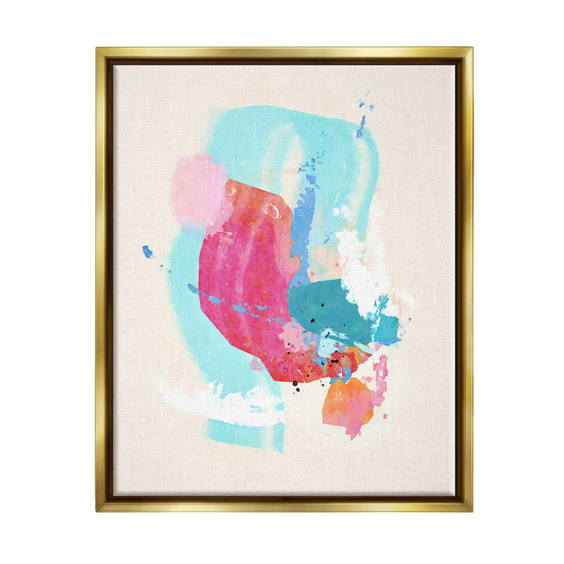 Art abstrait giclée encadrée par Suzanne Nicoll, H 31 po x l 25 po x P 1,7 po, Cadre flottant métallique doré