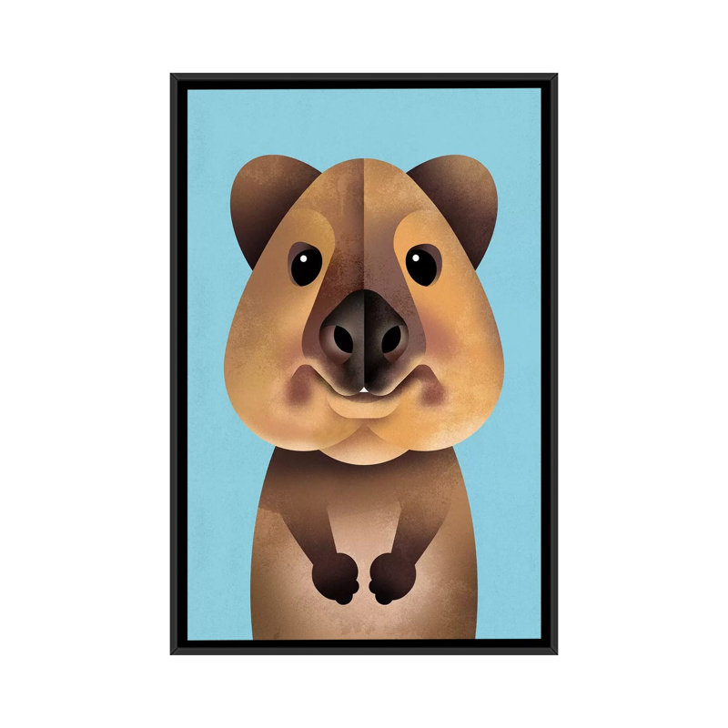 Quokka by Dieter Braun - Print on Canvas, Black Framed, 66.04 cm H x 45.72 cm W