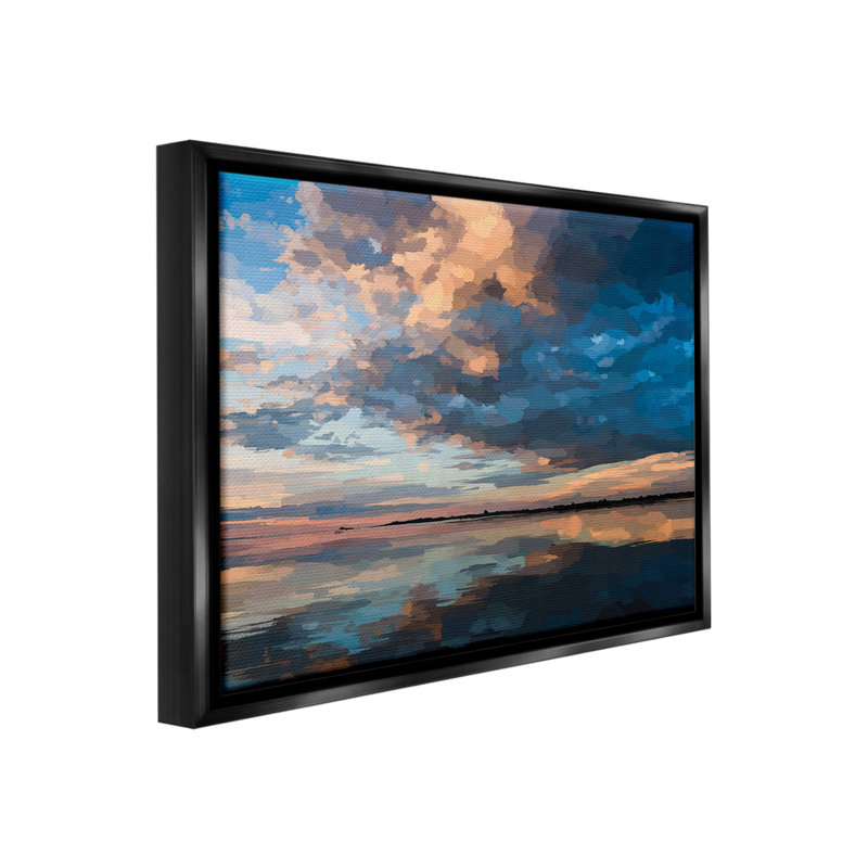 «Clouds & Sunset Reflection Floater Frame» par Emily Kalina sur, Cadre flottant noir de jais, H 17 po x l 21 po