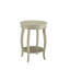 Table d'appoint en bois blanc antique avec tablette inférieure et pieds ronds-736753254
