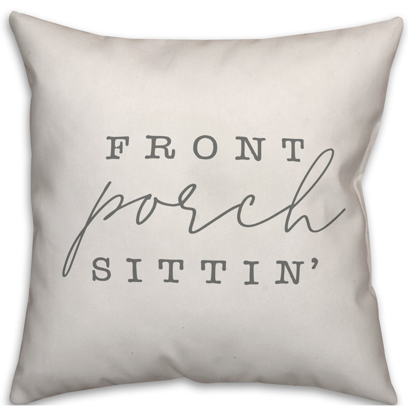  Coussin intérieur / extérieur Front Porch Sittin ', Blanc / Gris foncé, H 20 po x l 20 po