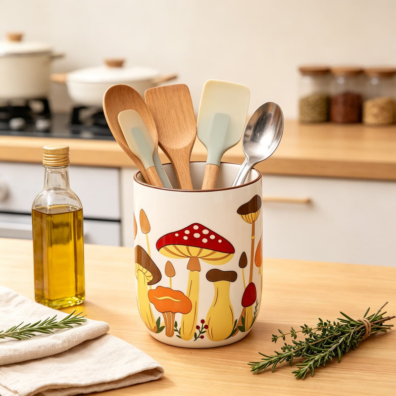 Ceramic / Porcelain Cylinder Utensil Crock