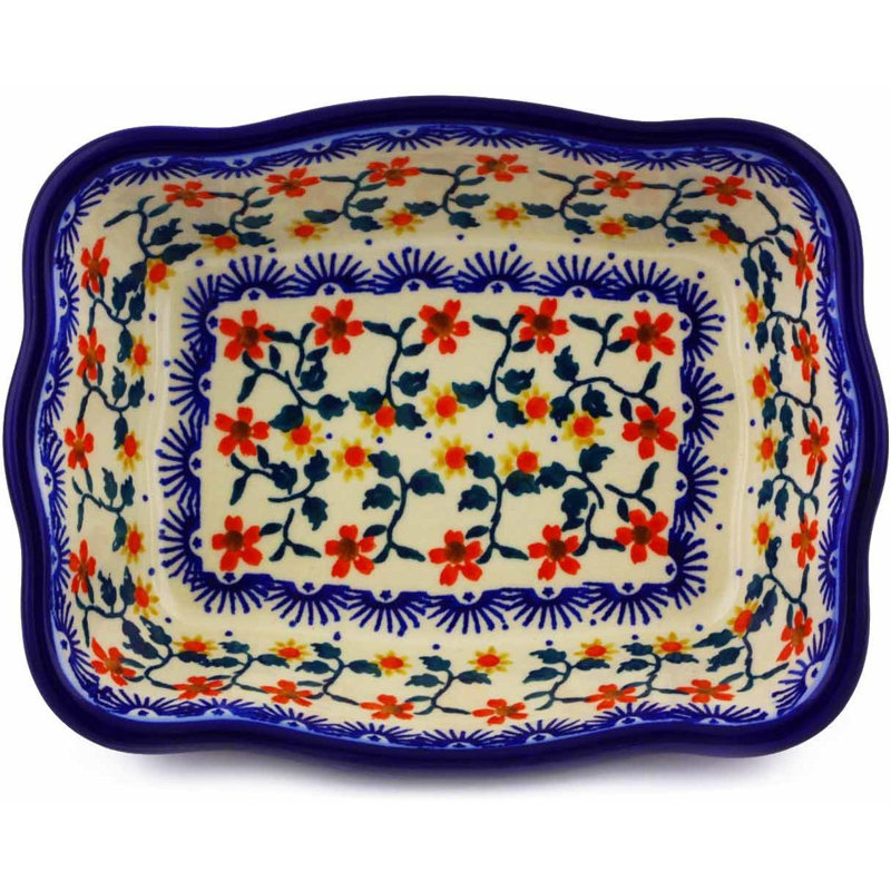 Plat de cuisson en pierres et crème rectangulaire à tournesol polmedia 0,77 qt.