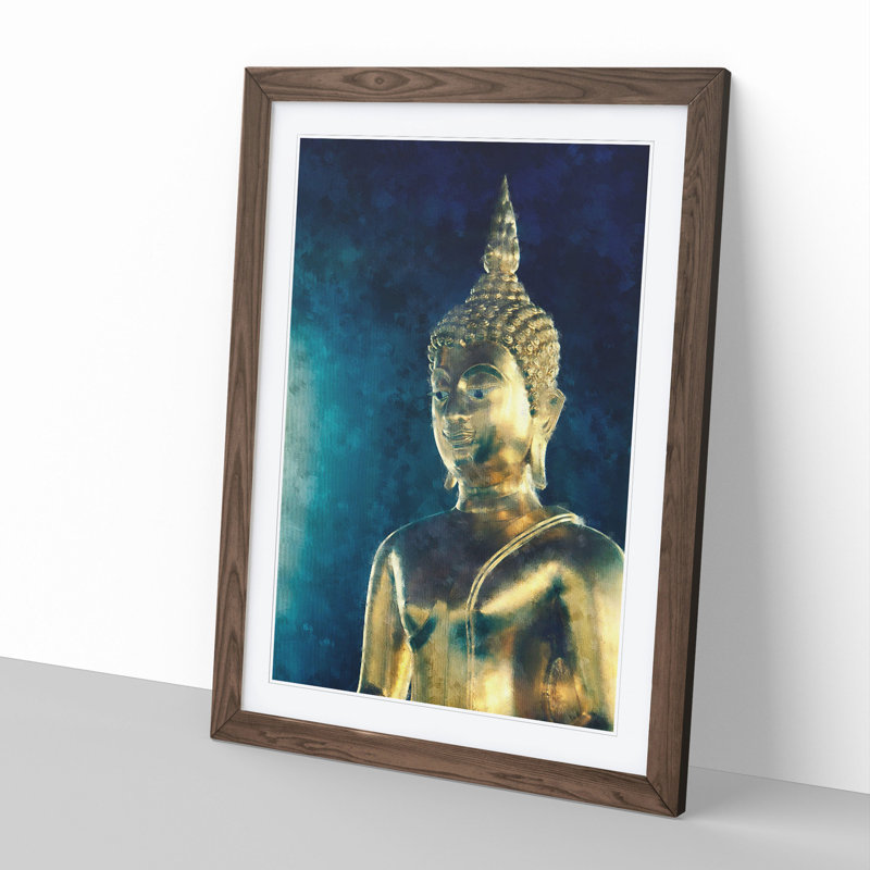 Buddha Statue Vol.6 - Picture Frame Painting, 36cm H x 27cm W x 2cm D, Walnut