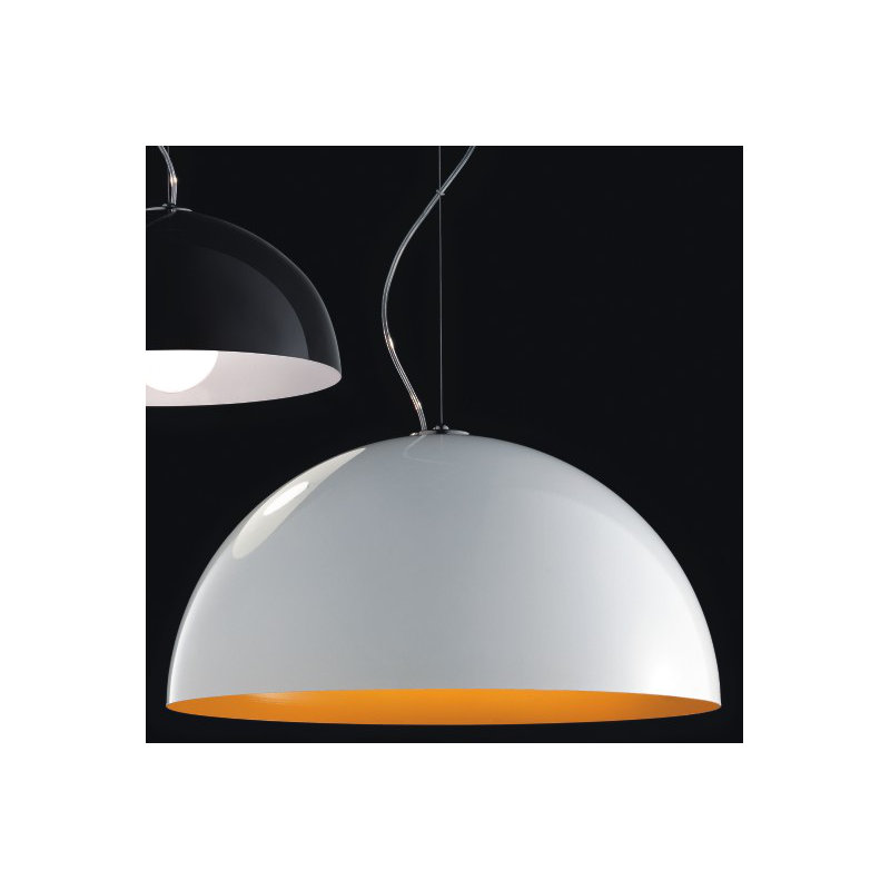 Anke 1-Light Single Dome Pendant, 13.5" Diameter/60W Incandescent, White/Orange