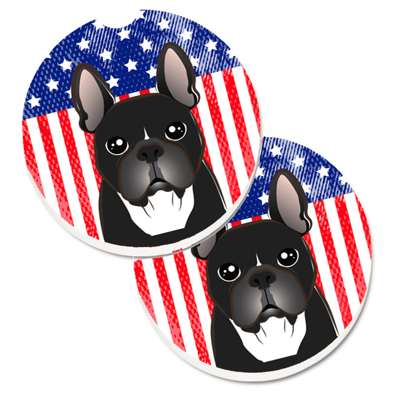 Sous-verre american flag, Bouledogue français noir