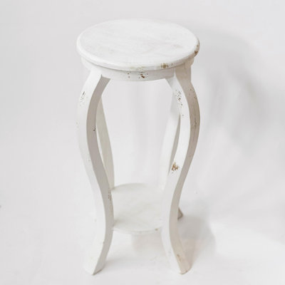Round Brown With Curved Legs Wooden Plant Stand