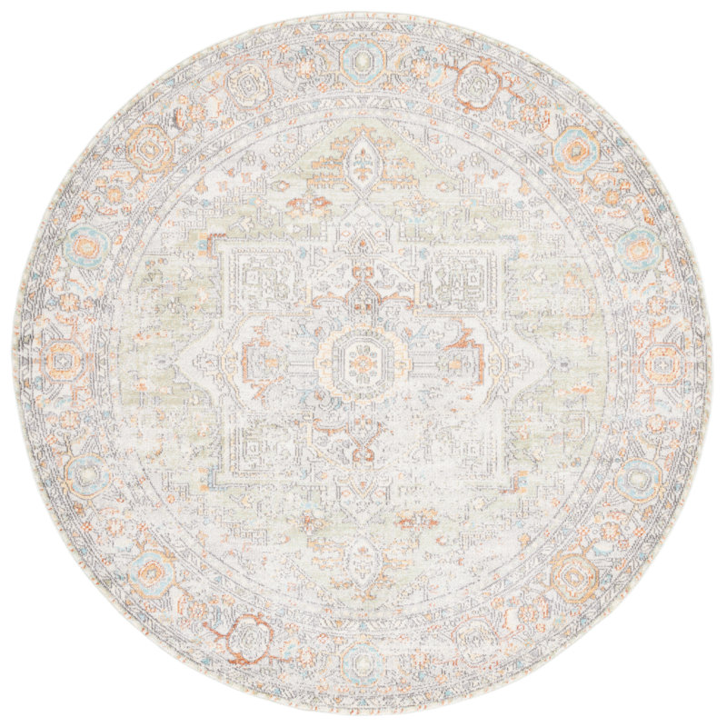 Oriental Sage/Beige Area Rug, Round 6'7"