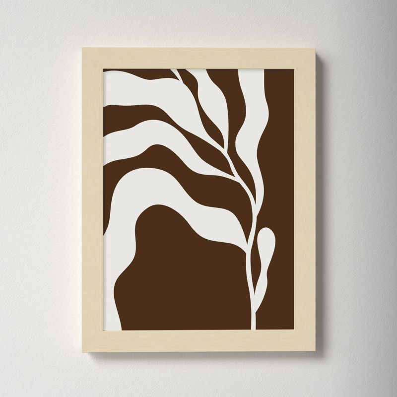 Retro Matisse Inspired Abstract Botanical 2 Brown, Brown, 13" H x 10" W x 1" D