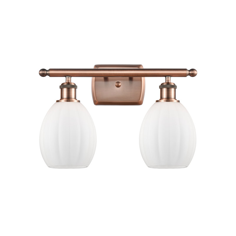 Éclairage pour salle de bain à intensité variable 2 lumières Fleshman, Blanc mat, Cuivre antique, Ampoule DEL 6 watts Vinage