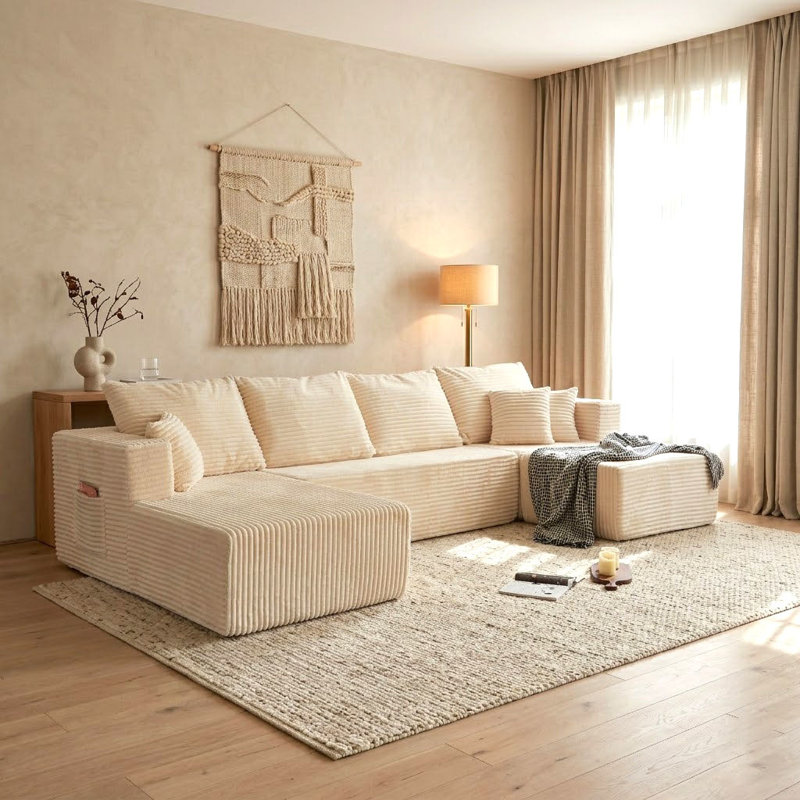 Canapé modulaire en tissu avec repose-pieds de 134 po de largeur
