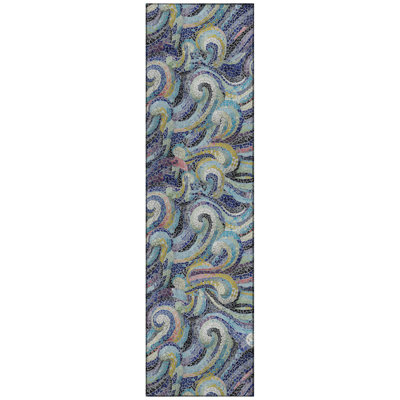 Tapis bleu / jaune en polyester tissé à la machine intérieur / extérieur Shorthill