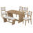 6-Piece Retro Dining Set, 1 Rectangular Table with 4 Upholstered Chairs and 1 Bench-1639635392