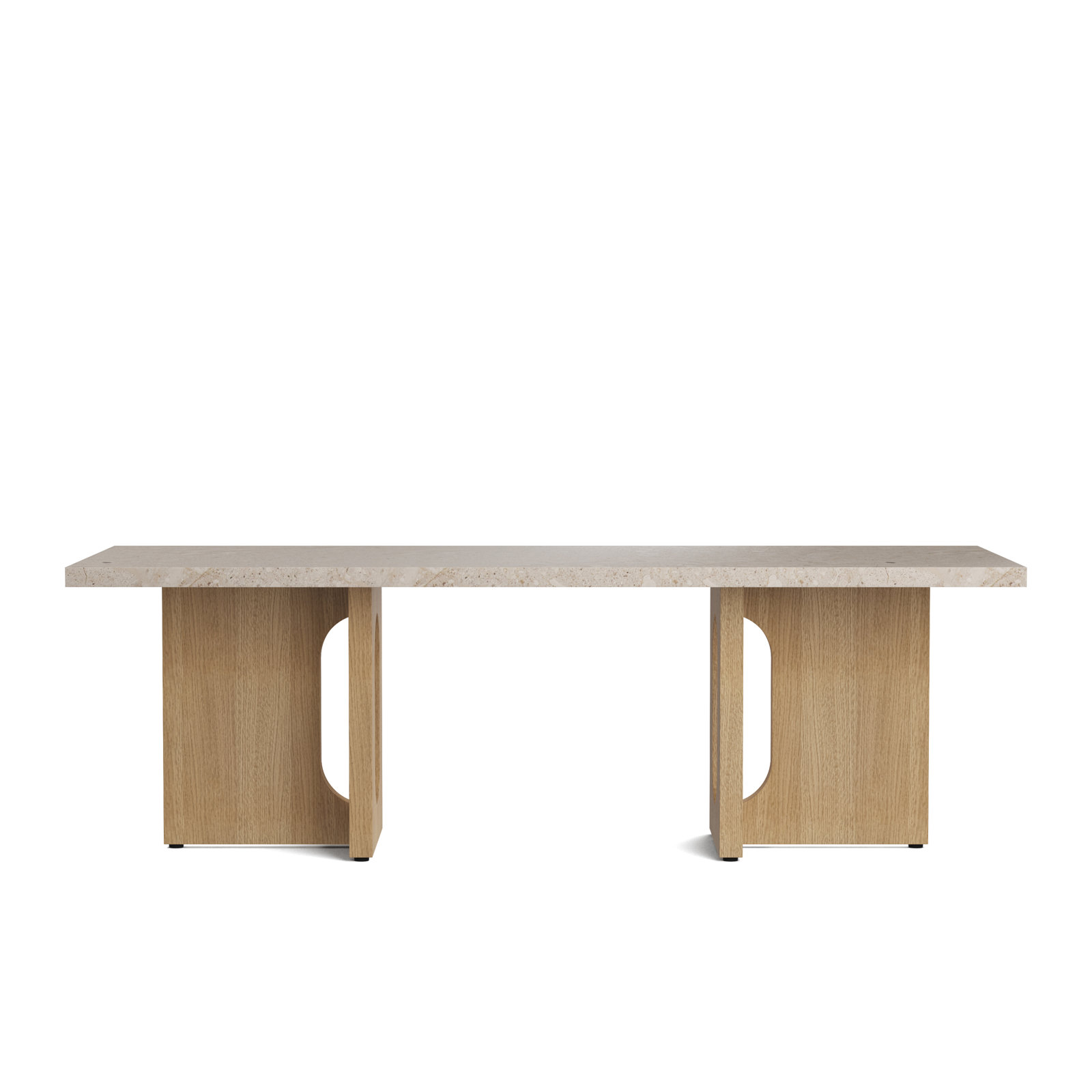 Androgyne Stone Single Coffee Table, Kunis Breccia Sand, Natural Oak