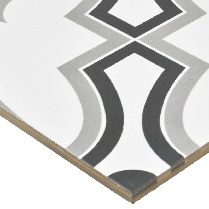 Casablanca 8" x 8" Encaustic-Look Matte Porcelain Floor & Wall Tile, Patterned, Market Blue