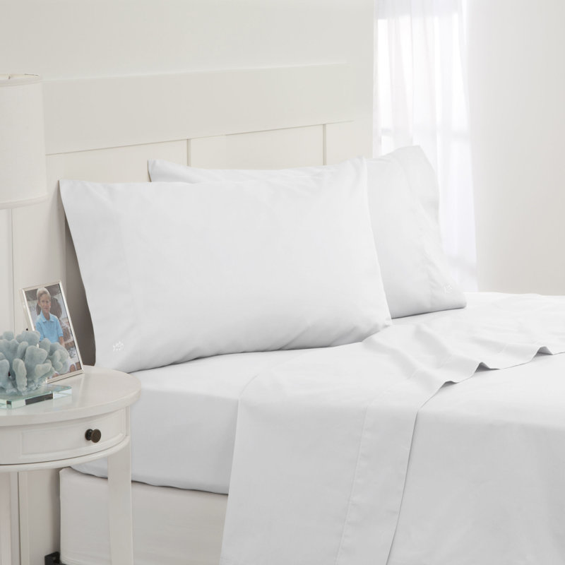 Southern Tide Cotton Twill Sheet Set, White, King Pillowcase