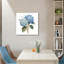 Hortensia bleu clair, art mural encastré en bois 16 x 16 po