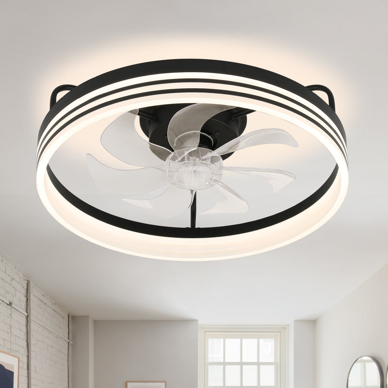 Joshuar 18'' Ceiling Fan with LED Lights, Black