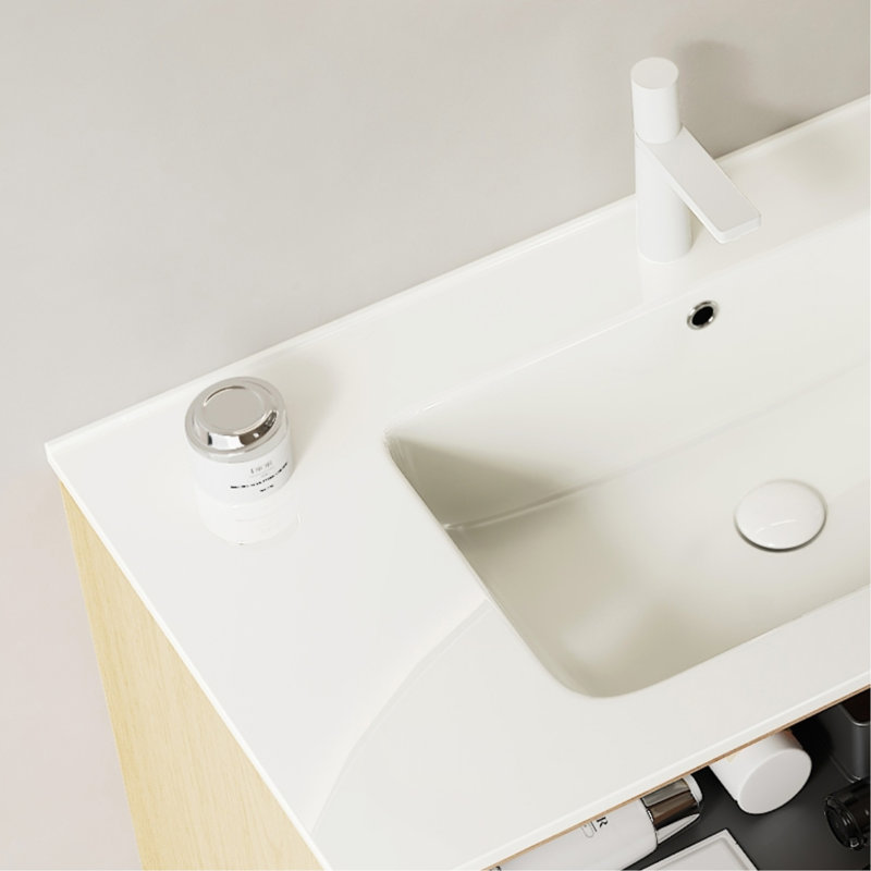 Comptoir de salle de bain 36 po avec lavabo en céramique blanche, sans armoire