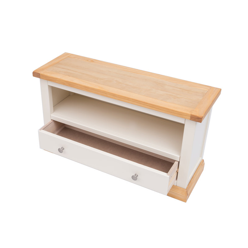 Abington TV Stand, Natural/White/Natural/Silver