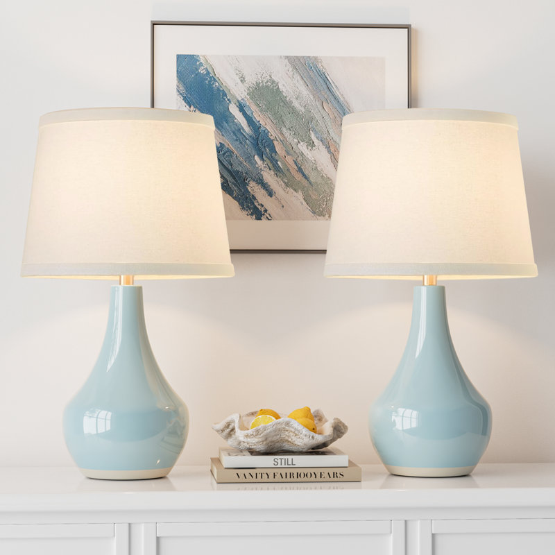 Lampe de chevet en céramique 19,5 po avec interrupteur à douille, Blue