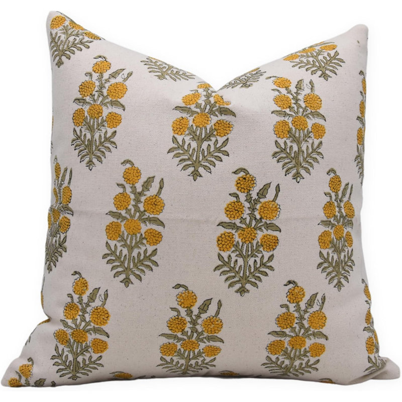 Housse de coussin intérieur / extérieur en coton Hajara Kniff Edge, H 18 po x l 18 po