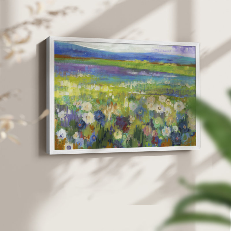 Champ de fleurs - Reproduction encadrée - Restickable, H 8 po x l 10 po, Blanc