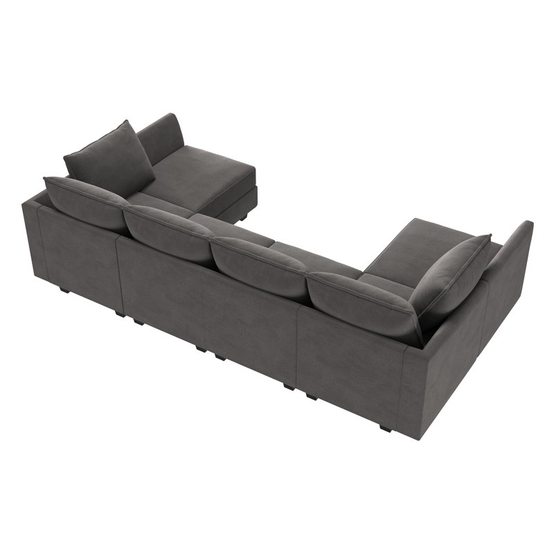 Canapé modulaire Tremee, Velours gris