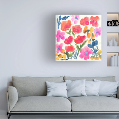 Art mural sur toile tendue - «Loose Watercolor Blooms 23» de Suzanne Allard pour décoration de salon, de chambre à coucher ou de bureau - 14 x 14