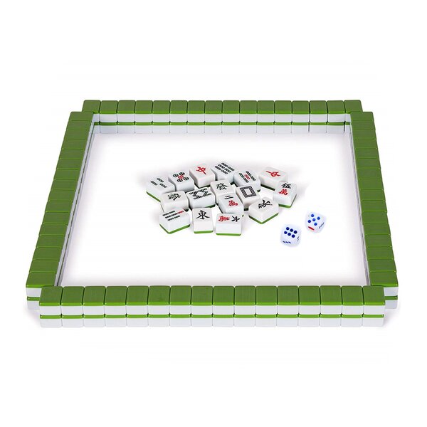 Linda Li Mahjong Set - White Tiles - Black Poppy Soft Bag