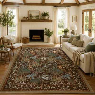 Tapis à motif floral lavable à la machine