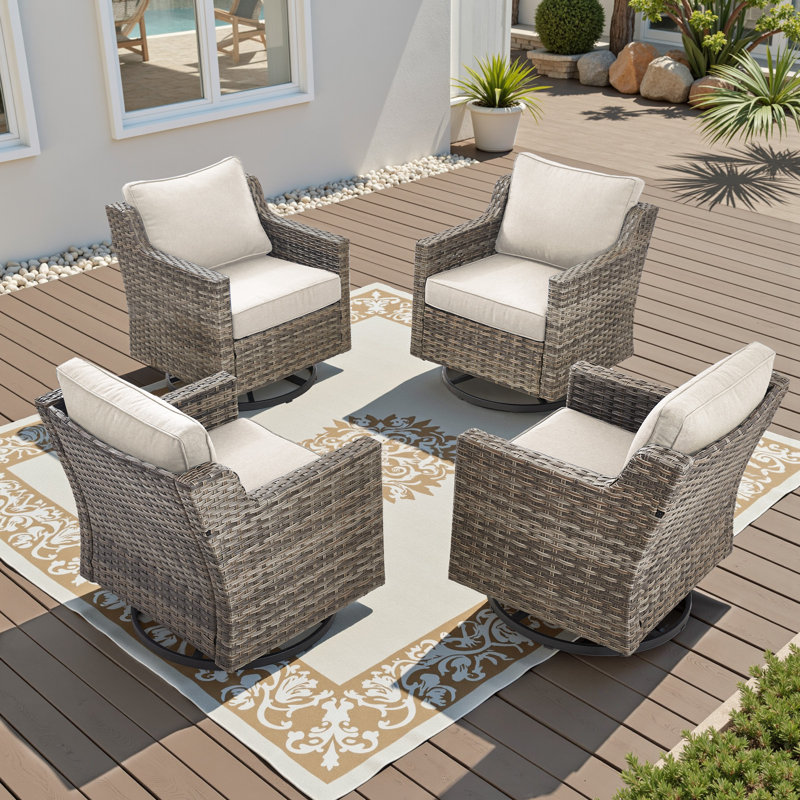 4 - Person Outdoor Conversation Furniture Set Seating Group, 4 Pieces:4 Chairs, Beige