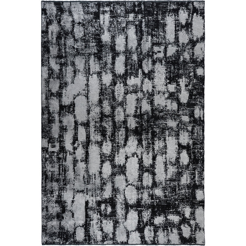 Rapture Abstract Flatweave Black/Silver Gray Area Rug, Rectangle 7'10" x 9'10"