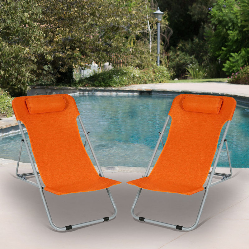 Chaise de plage inclinable Garruto, Orange