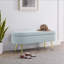 Banc de rangement repose-pieds ovale en flanelle avec pieds en métal - cyan (43,5 po x 16 po x 16 po)-134096989