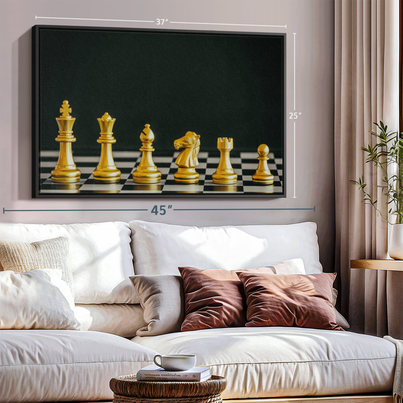 " Golden Chess Pieces Wall Art ", 25" H x 37" W