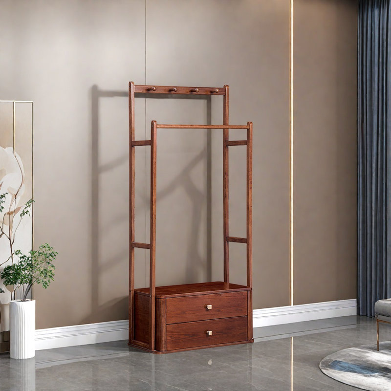 Multi-Tiered Coat Rack with Storage Drawers